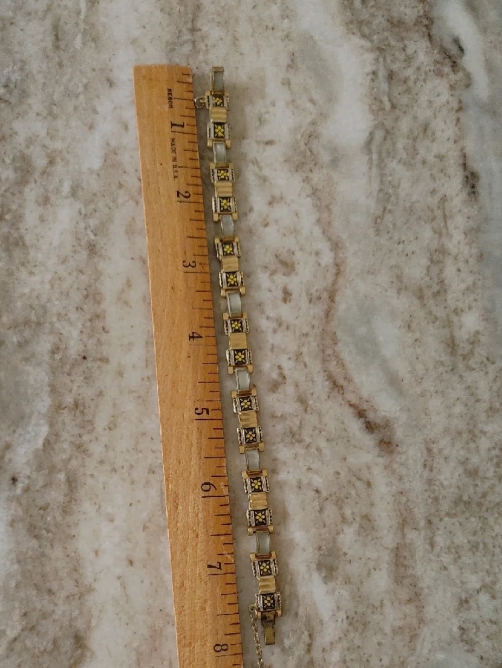 Gold-Tone Yellow Flower Link Bracelet - Women Jewelry